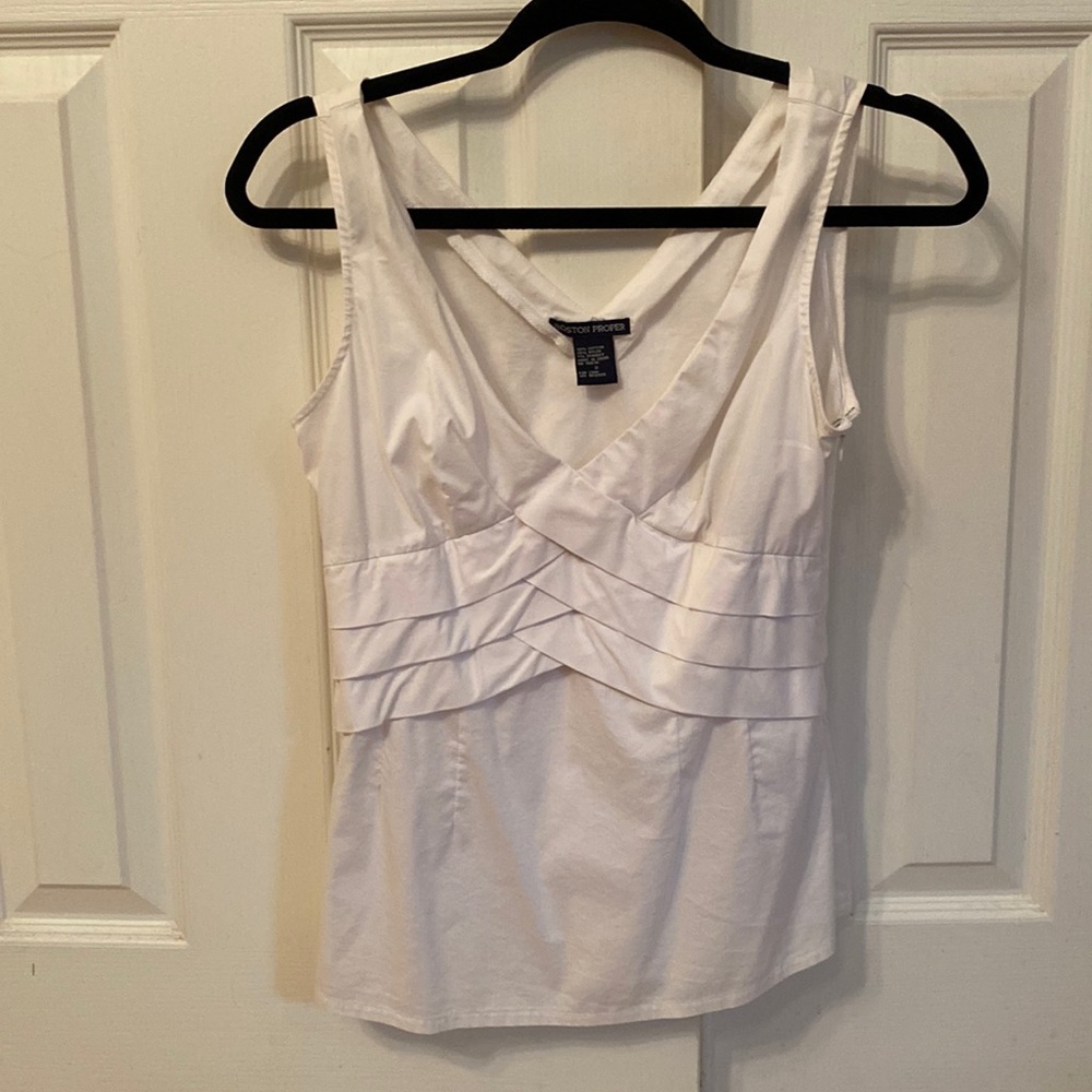 Boston Proper White dressy sleeveless blouse